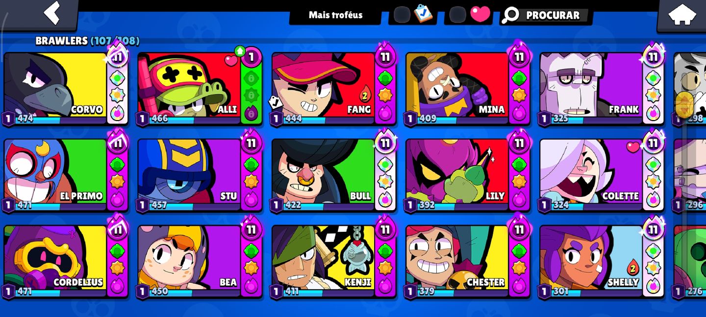 Conta brawl stars a venda +130K TROFÉUS E 97 BRAWLERS NO NÍVEL 11 + TODAS HIPER