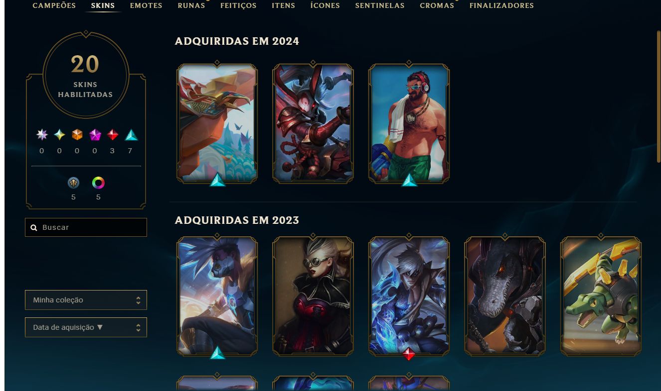 Conta rara, nivel baixo e muitas skins