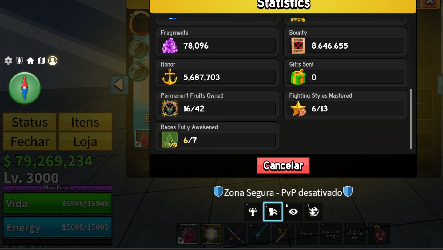 CONTA BLOX FRUITS LEVEL 3000 | 16 PERMS | TODAS AS GAMEPASSES | 6 V4 FULL