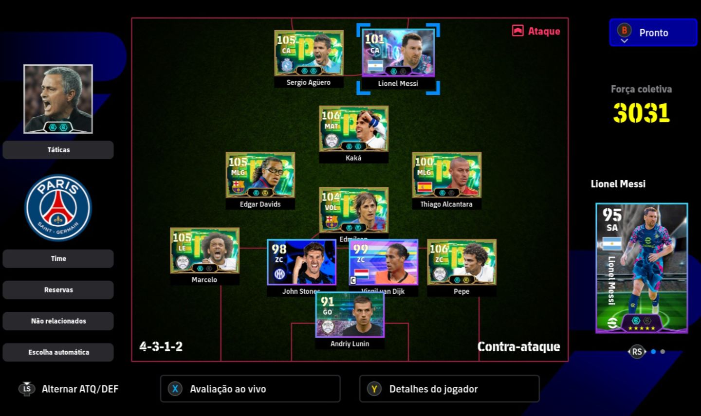 Conta eFootball XBOX / PC | Kaká 106, Davids 105, Agüero, Pepe | Full Acesso