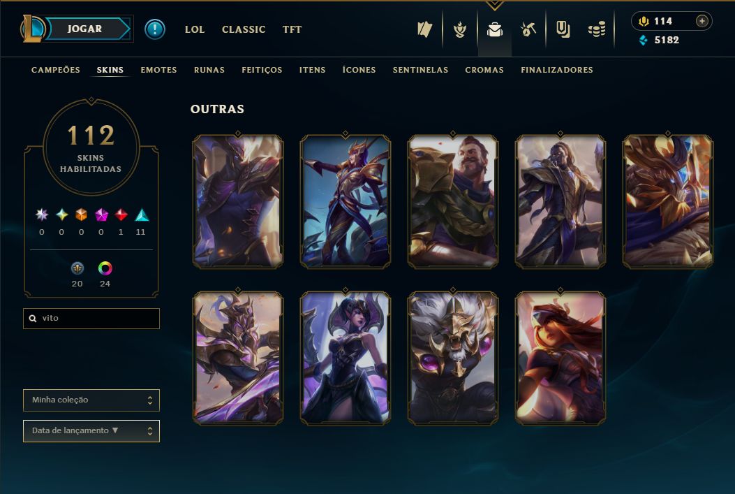 SKIN SHACORINGA + [ QUASE 130 SKINS HABILITADAS ] + 10 SKINS VITORIOSAS RARAS!!!