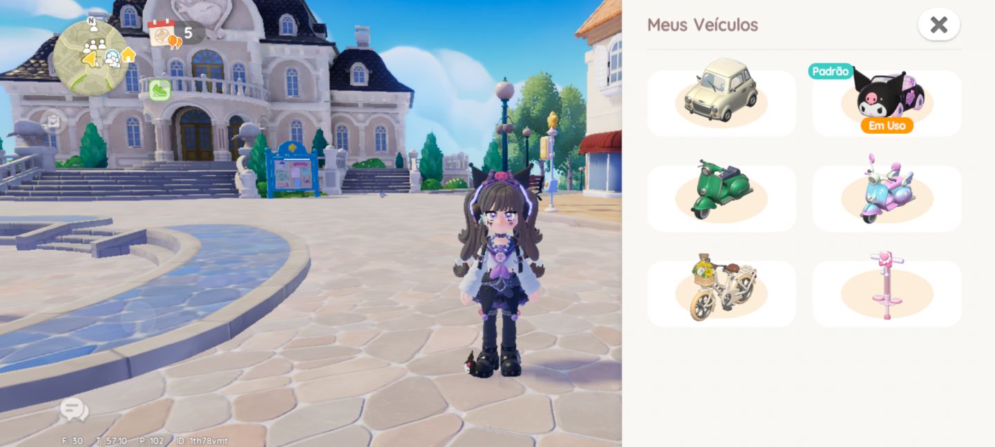 CONTA HEARTOPIA COM LAGO DA FLORESTA, CARRO KUROMI E POGO STICK ROSA