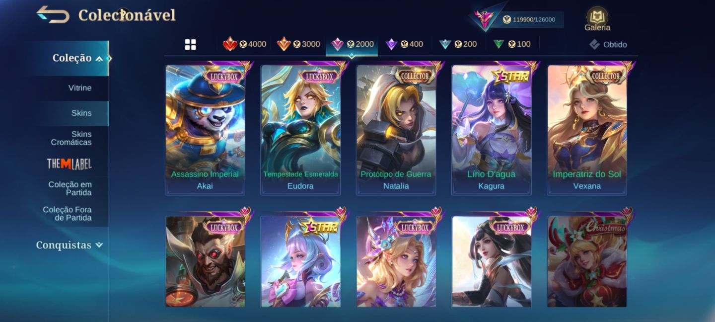 MLBB | Top Imortal 100 | 367 Skins | Naruto, Primes, Legends | Emblemas Full 60