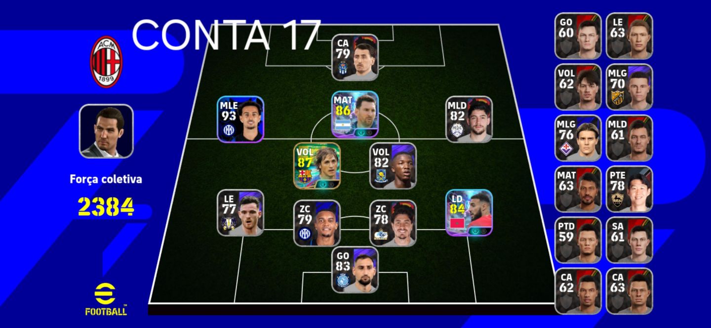 CONTAS EFOOTBALL MOBILE/ÉPICOS/BIG TIME/SHOW TIME