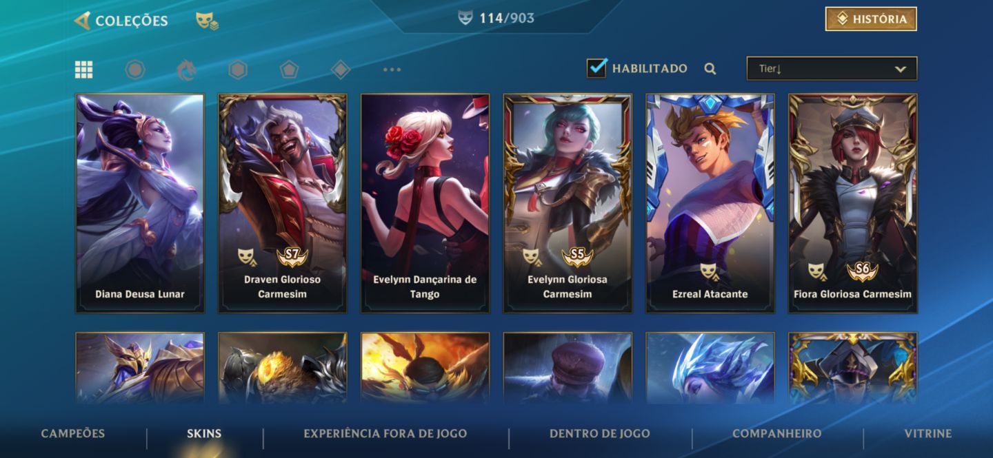 Conta Wild Rift ex desafiante com 114 skins, main adc