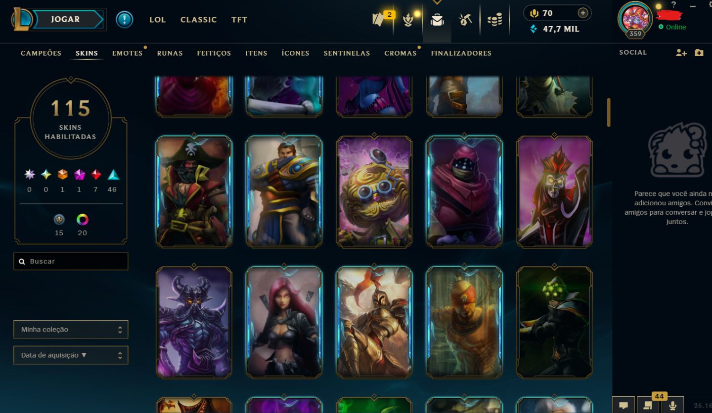 CONTA RIOT PREMIUM: LOL DIAMANTE 4 + CONTA VALORANT BONUS(gratis (2 skins clean)