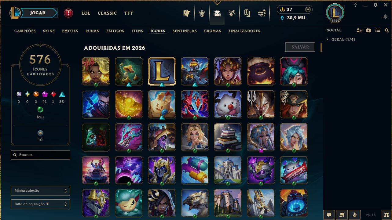 Conta FullAcesso de LOL lvl 1.456 + 832skins + 7/7 ultimate + elo Esmeralda III