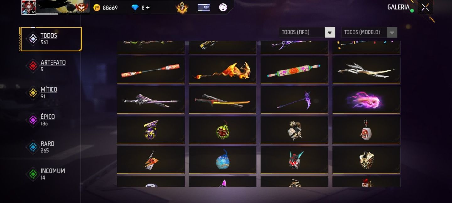 CONTA FREE FIRE LV72