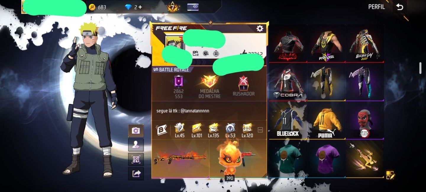 Vende-se conta free fire gemada PV 83