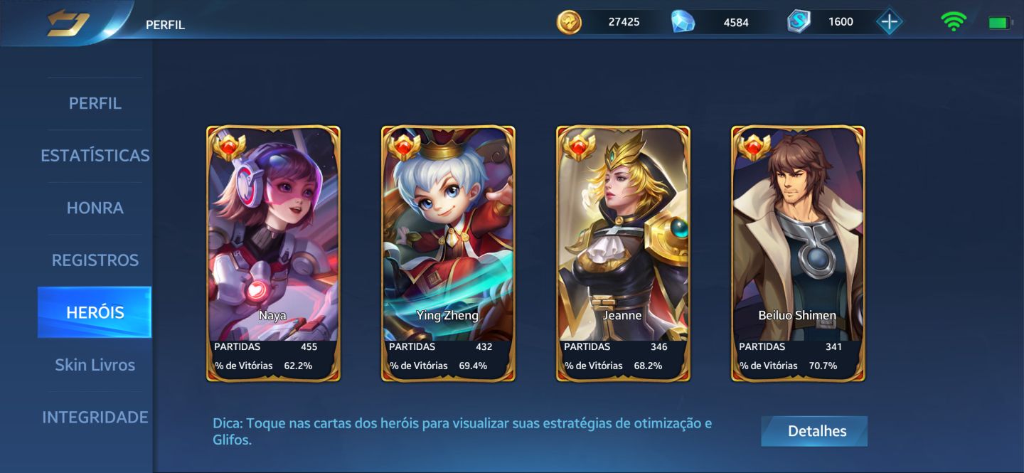 CONTA HEROES EVOLVED HIGH-END | LVL 92 | 375 SKINS | 134 HERÓIS | WINRATE ALTO