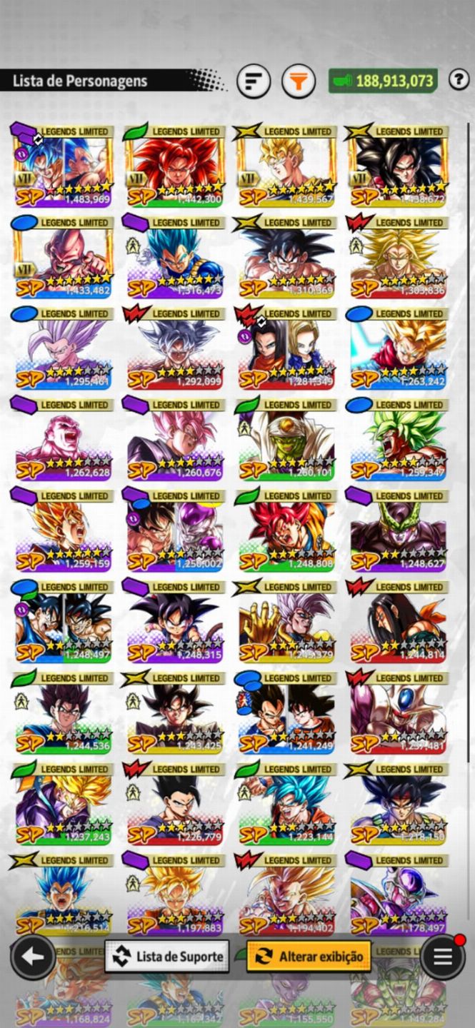 Conta dragon ball legends com 8 ultras