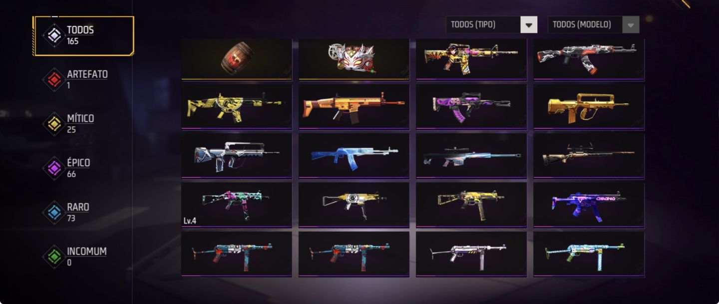 Conta de Free Fire, Antiga e rara, com varias Skin !!!