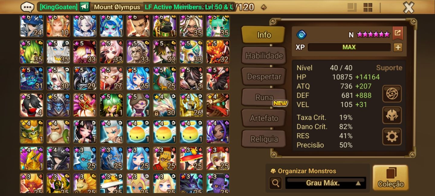 Conta Summoners Wars NAT 5 light Lora (menina oculta dem