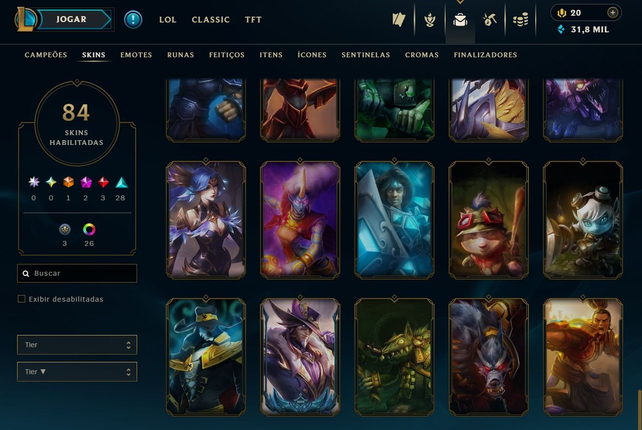 CONTA DE 2024 - 84 SKINS - LVL 105 - 107 CAMPEÕES - 31K DE EA - 26 CROMAS