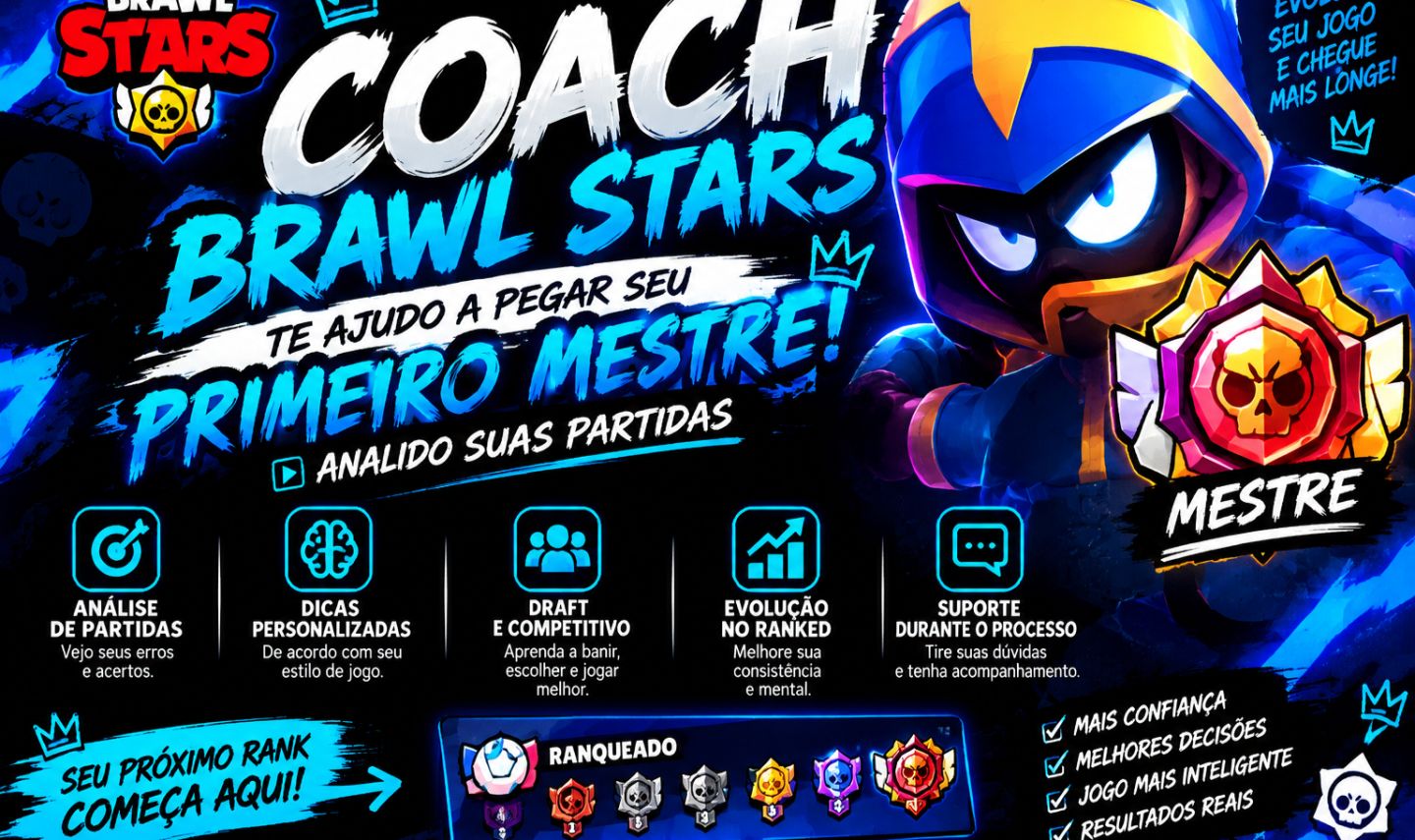 COACH BRAWL STARS | TE AJUDO A PEGAR SEU PRIMEIRO MESTRE + ANÁLISE DE PARTIDAS