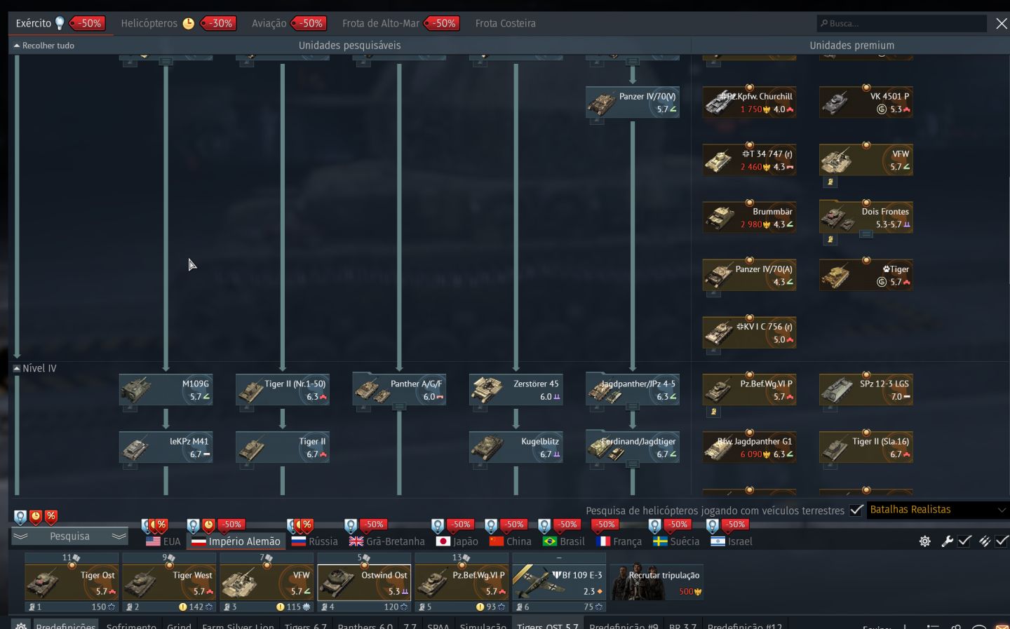 Conta Warthunder - Top Tier - Diversos veiculos Premium - Veiculos raros -