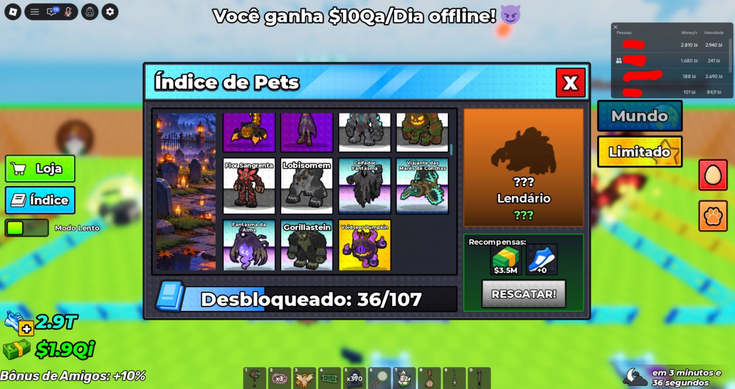 Conta quase FULL 2.9T Velocidade $2.8T/s [Steal An Egg/Roube um Ovo]