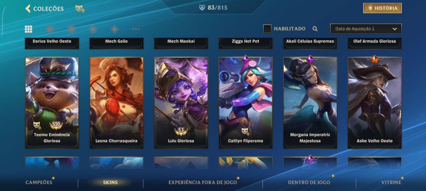 Conta lol com ótimas skins