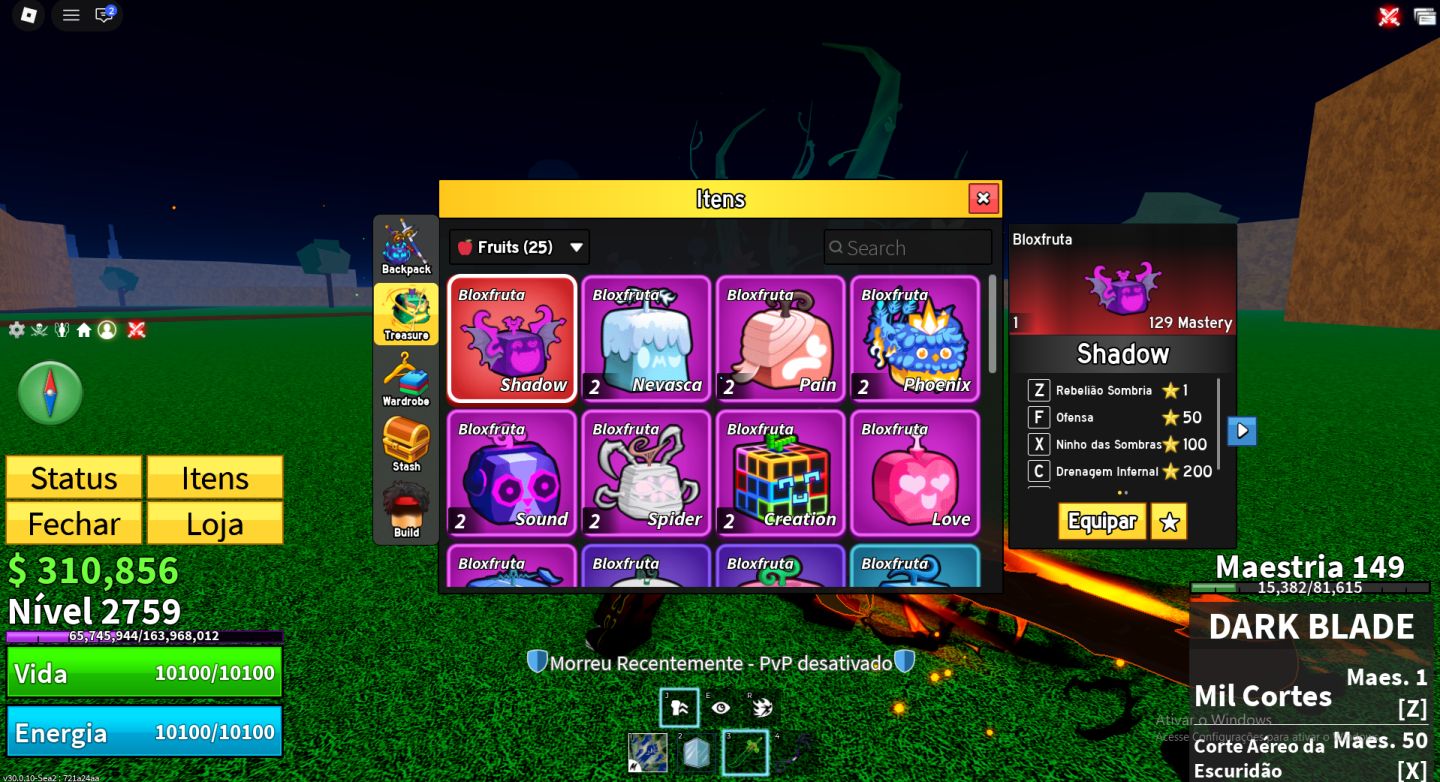 Conta de Blox Fruits Full Buddha e Ice permanente, Gamepass Yoru, Notificador