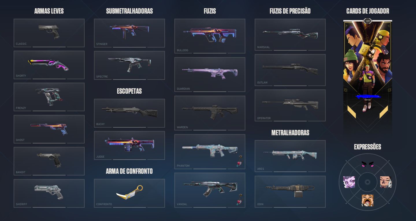 Conta Valorant com Skins - LVL 109 - KARAMBIT SUBLIME