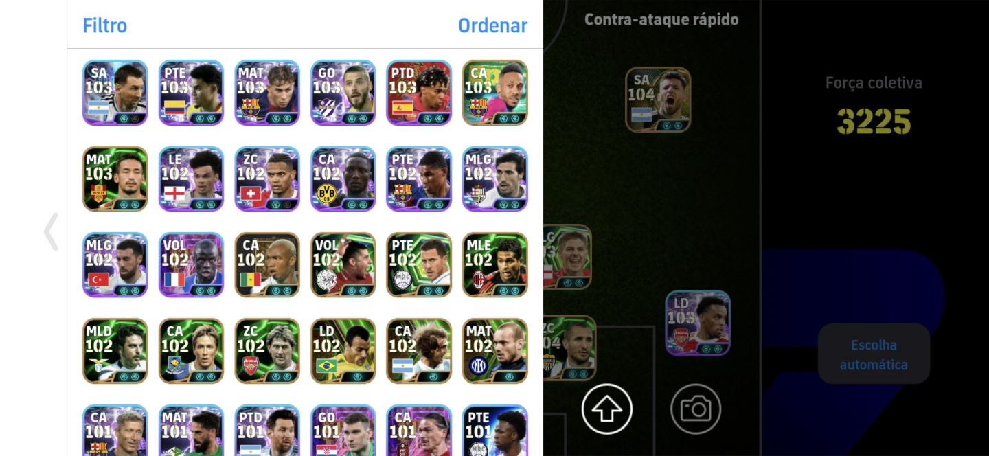 Conta braba de Efootball com 3229 de força.