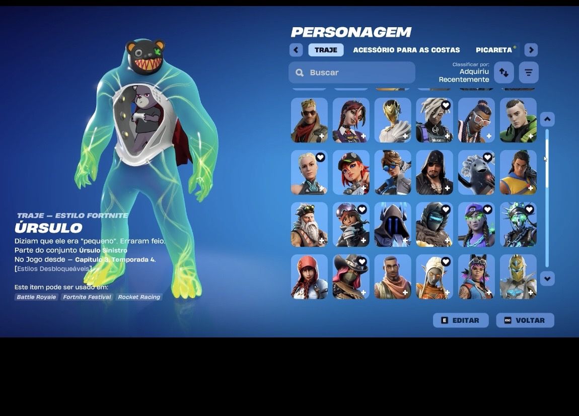 Conta de fortnite com skin tryhards passes antigos e muitas picaretas tryhards