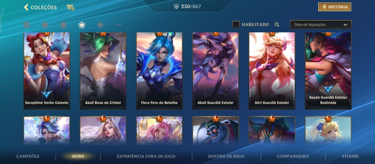 Conta no Wild Rift com 230 skins
