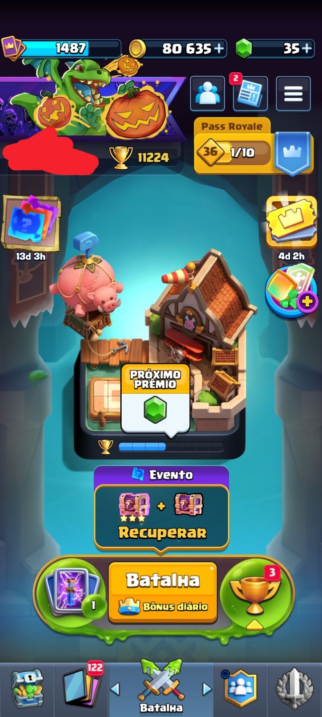 Conta Clash Royale Arena 27 / 6 Evoluções / 2 Cartas nível máximo
