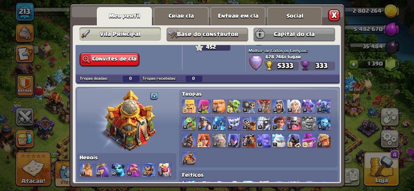 Conta clash royale, clash of clans, brawl stars valor pelas 3