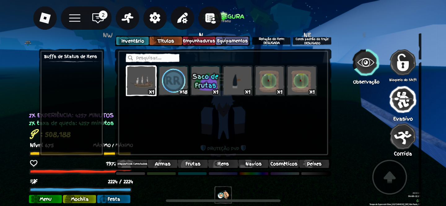 Conta GPO lvl MAX, 500k de beli, Fruit Bag