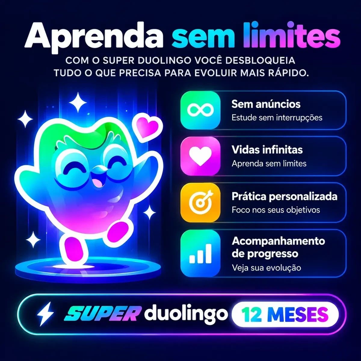 Duolingo Super 12 Meses Key Original | Ativação Site Oficial | Conta Própria