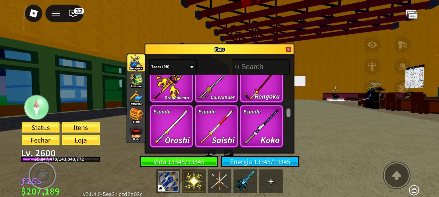 Conta de blox fruit com várias game pass