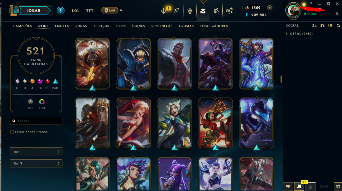 CONTA LEAGUE OF LEGENDs/ 593 SKINS / CAMPEÃ PRIMEIRO CLASH