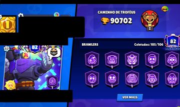 Conta antiga brawl stars| Skins raras| 90K troféus | 12 brawl pas plus| 105 brwl