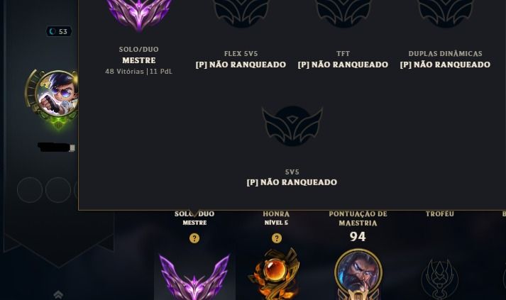 Conta Mestre Honra 5 Com skin Ultimate