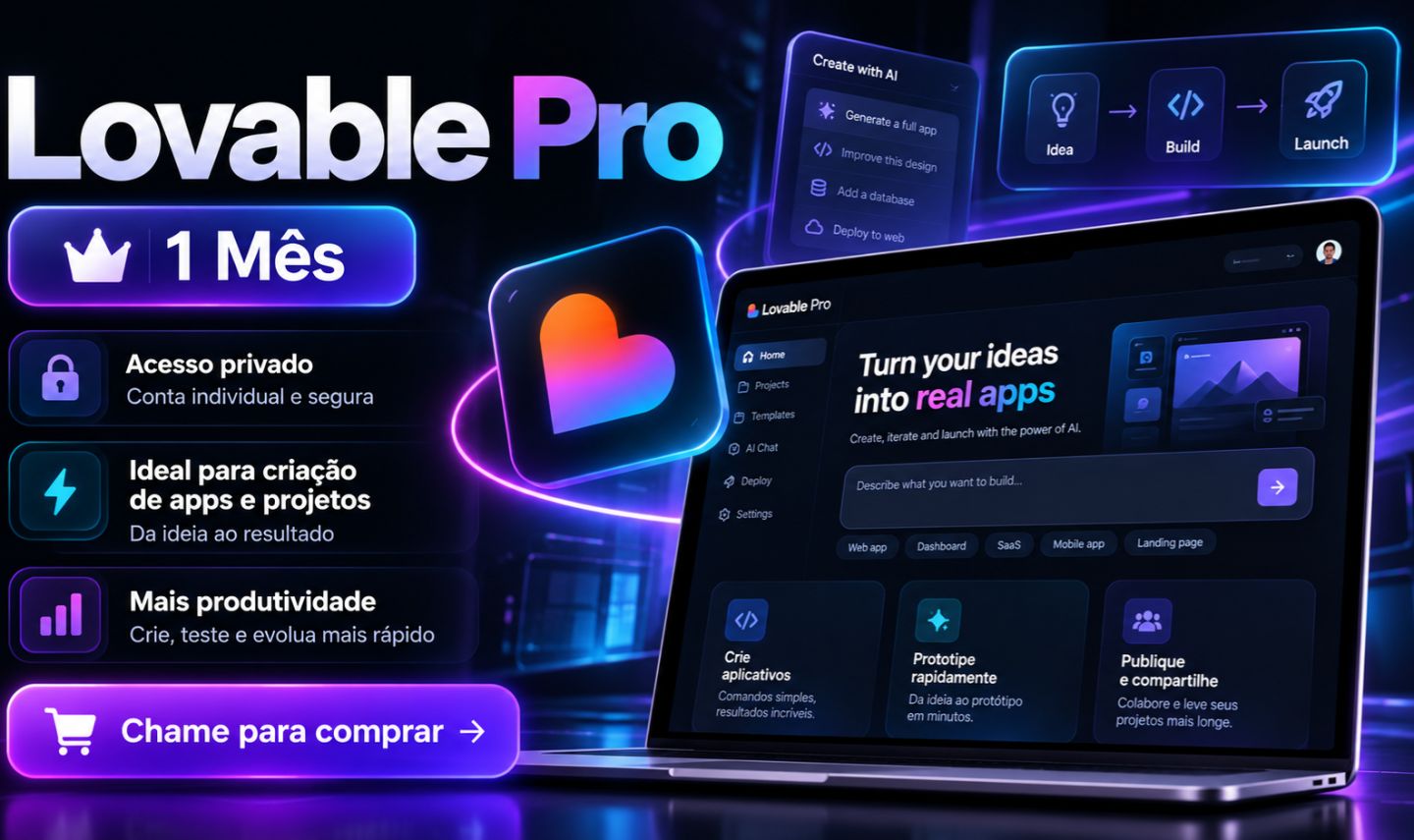 Lovable PRO - 1 MÊS PRIVADO