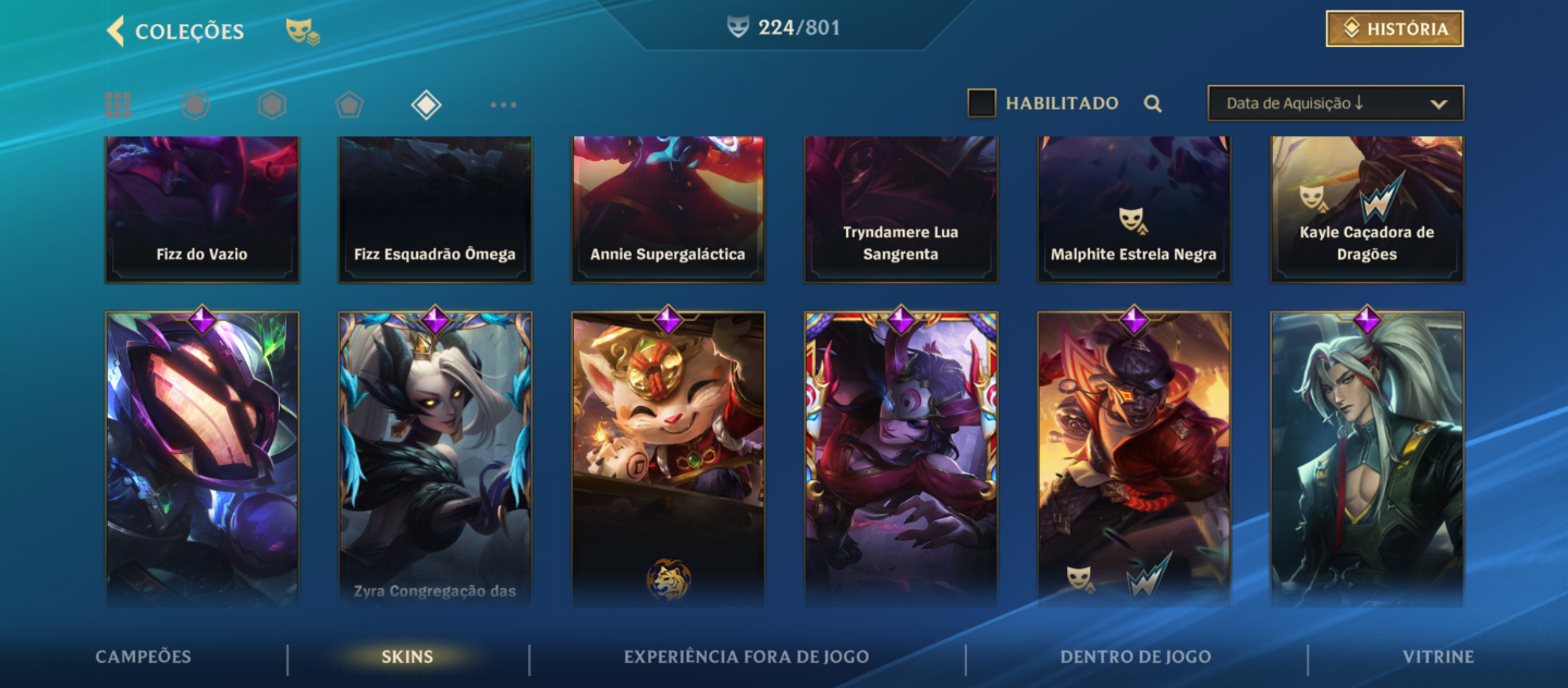 CONTA WILD RIFT +PC 4K GASTO 239 SKINS, 30LENDÁRIAS, 129 ÉPICAS 44k COLECIONADOR