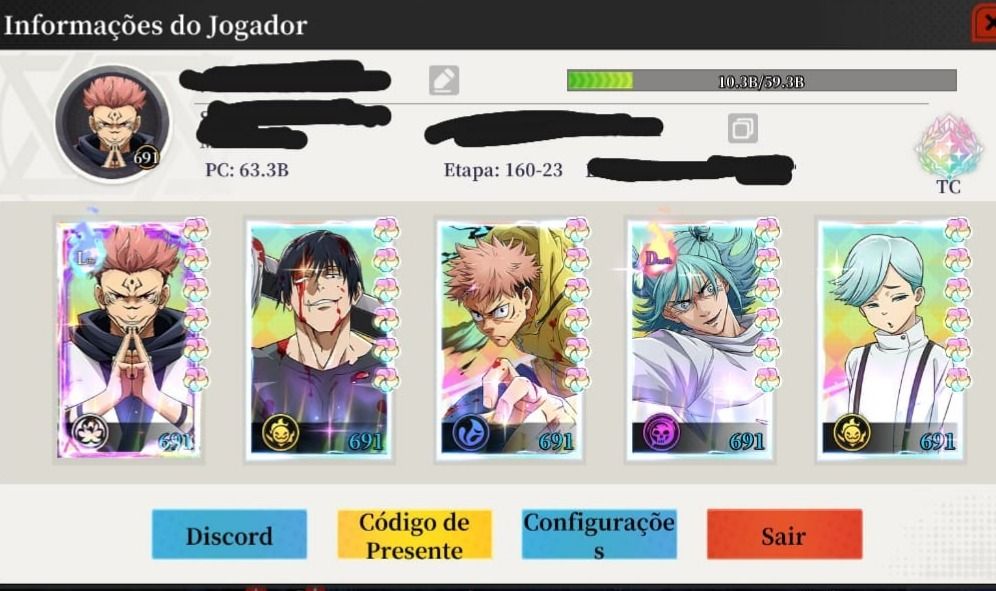 Conta REI DO JUJUTSU PC: 63.3B