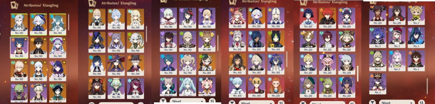 [24 T5 + 10 ARMAS T5] CONTAS GENSHIN IMPACT COM PERSONAGENS LENDÁRIO