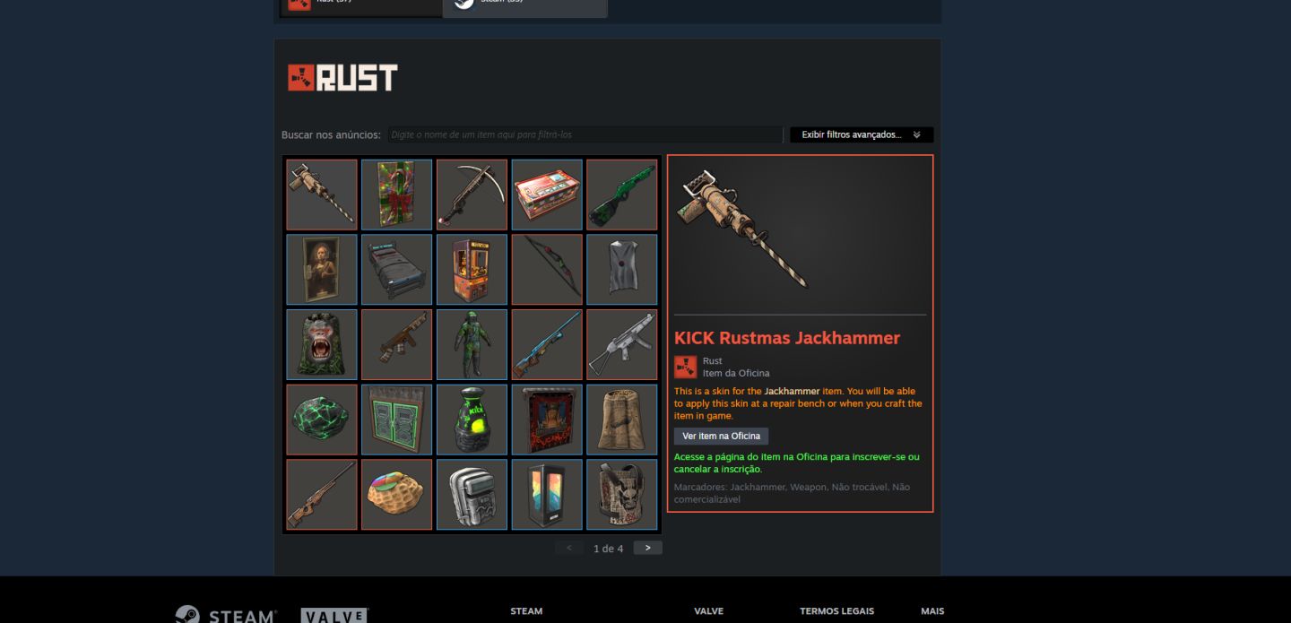 Conta Steam de rust com 97 skins, Conta com 1920 horas de rust e nivel 10 steam