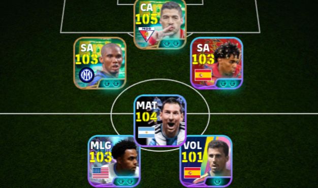 Conta Efootball | 3167 Força | Suárez Blitz + Cassillas 105 + Messi 105 + Eto