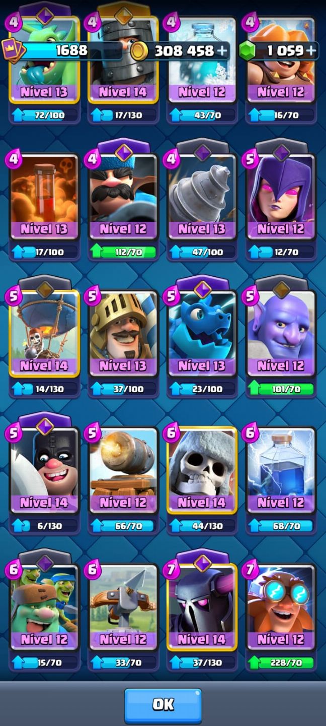 CONTA DE CLASH ROYALE COM 120 CARTAS LIBERADAS E 7500 TROFÉU