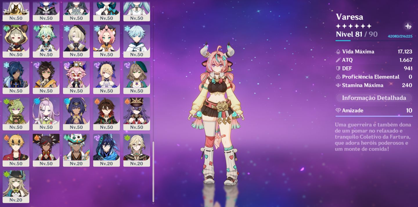 Conta AR60 Late Game mais da metade dos personagens 5 Estrelas