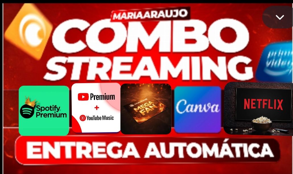 NETFLIX/SPOTIFY PREMIU/YOUTUBE PREMIUM/CRUNCHYROL/PRIME VIDEO/DEEZER/ENTREGA AUT
