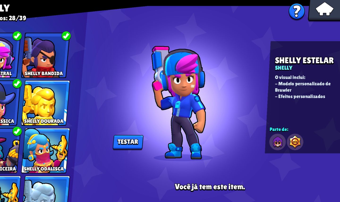 CONTA BRAWL STARS 2018 RARA SHELLY ESTELAR + FAMA LUNAR II