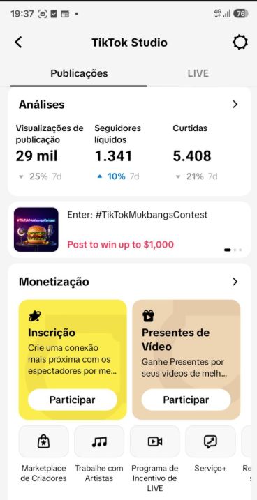 CONTA TIK TOK 15.000k live cell + alto engajamento+ PRA IR LOGO ! GARANTIA