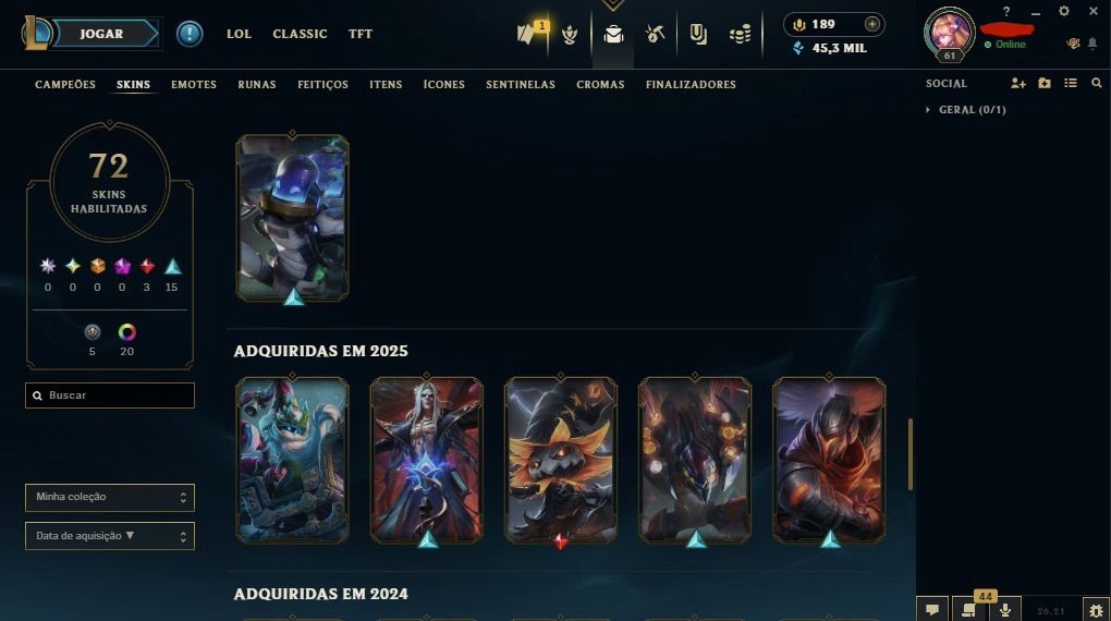 Conta main sup peel | elo : diamante 4 com 77% de WR !