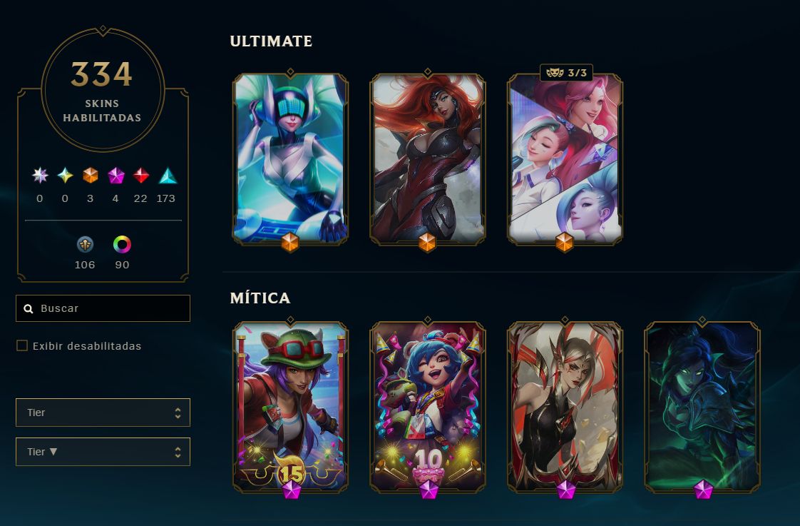 CONTA VALIOSA LOL LEVEL 322 - 334 SKINS NO TOTAL