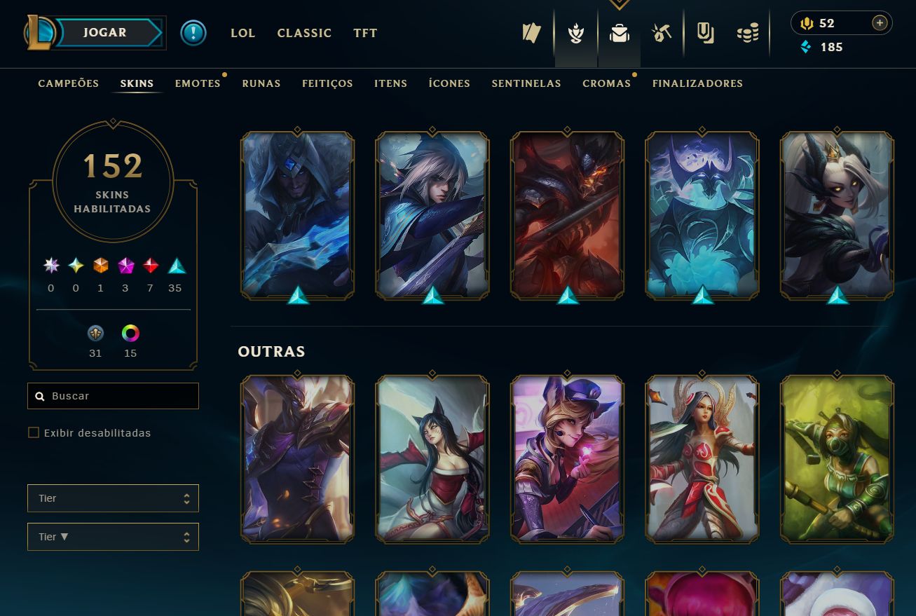 [ACESSO IMEDIATO] 152 Skins 165 Campeões