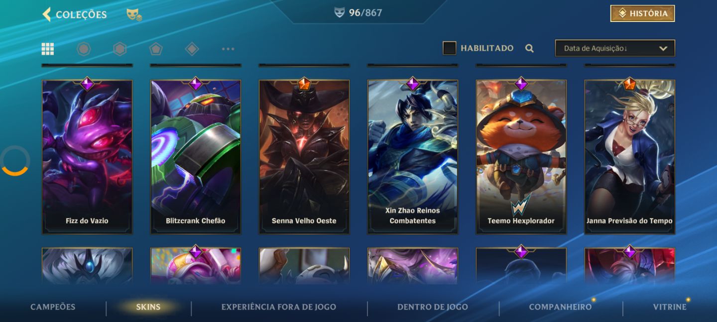 Conta tunada do wild rift Beta, criada por mim